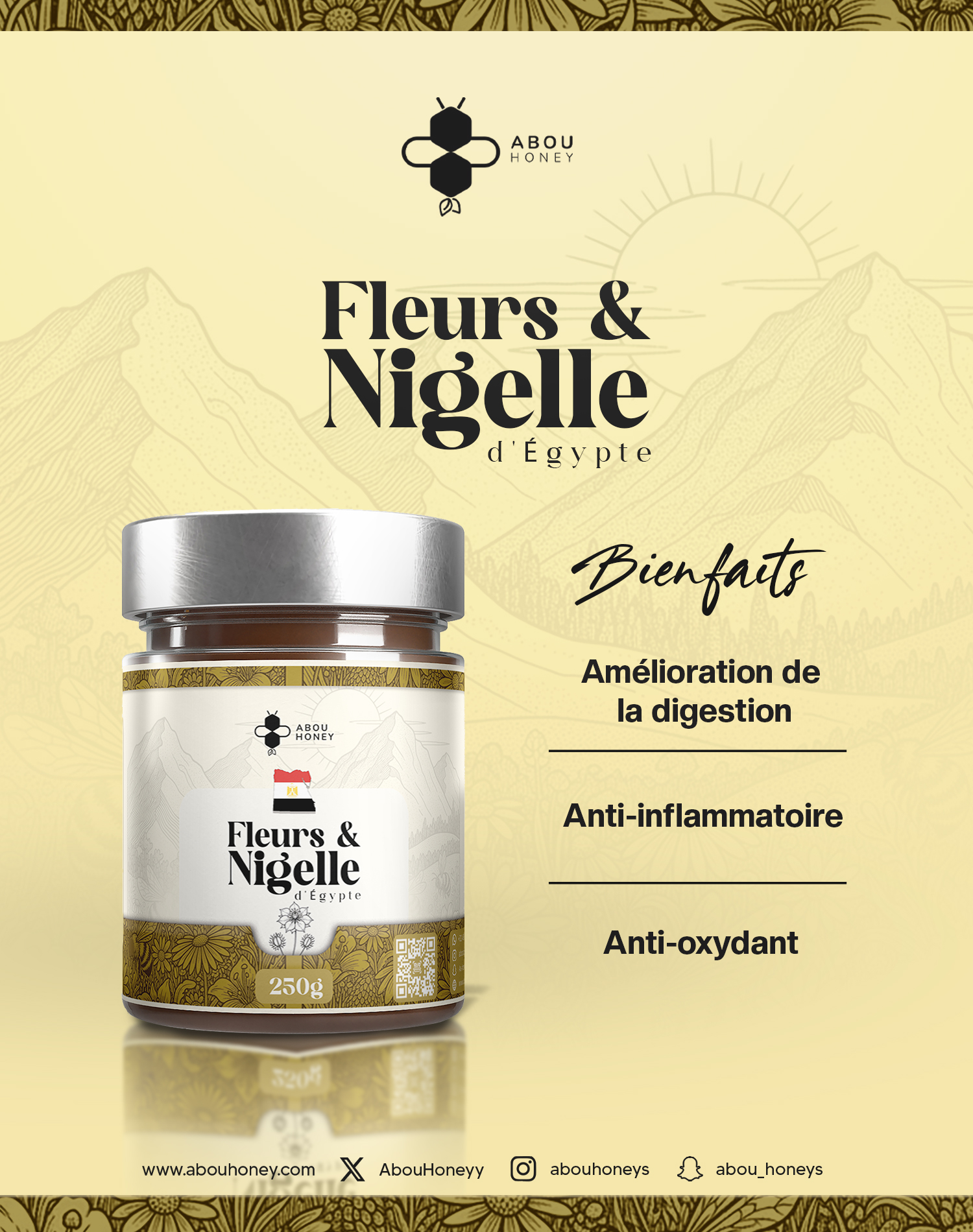 Miel de fleurs & nigelle d’Egypte